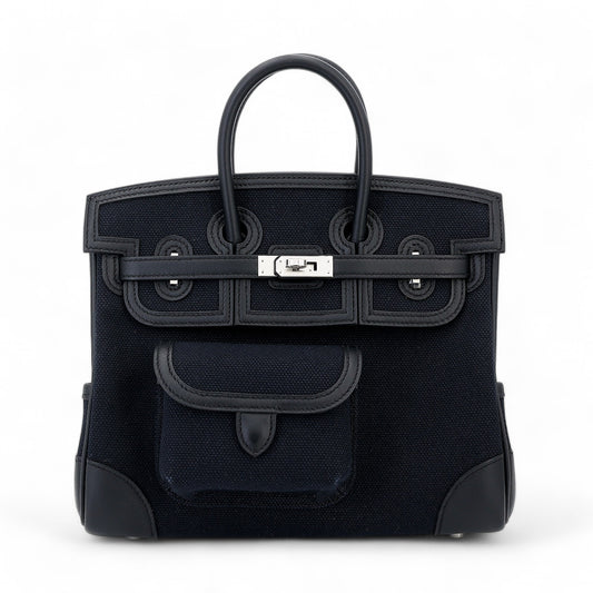 Hermès Birkin Cargo 25 – Black Canvas & Swift Leather with Palladium Hardware - Zeuskicks