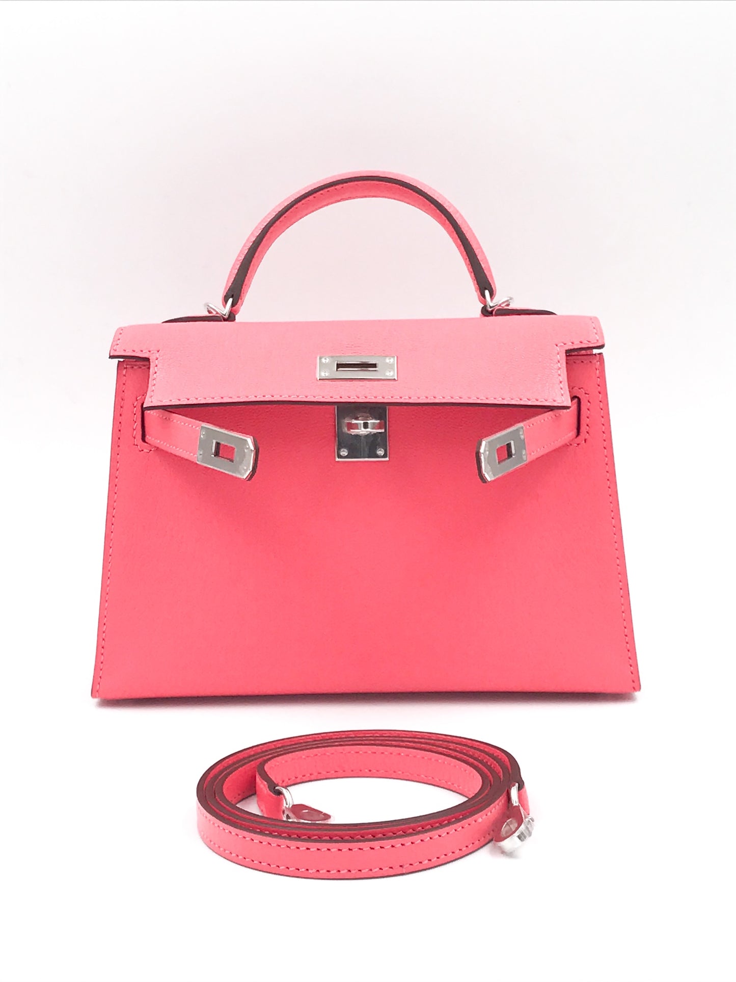 Hermès Kelly 20 Mini Sellier – Rose Lipstick Chèvre Mysore with Palladium Hardware