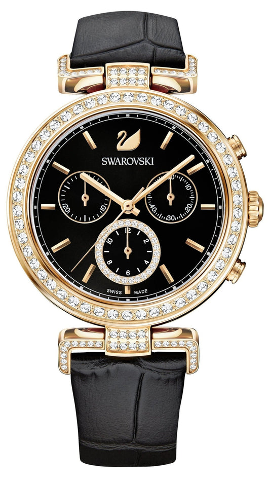 Swarovski Crystal watch, Leather strap, Black, Rose Gold — product photo (5295320)