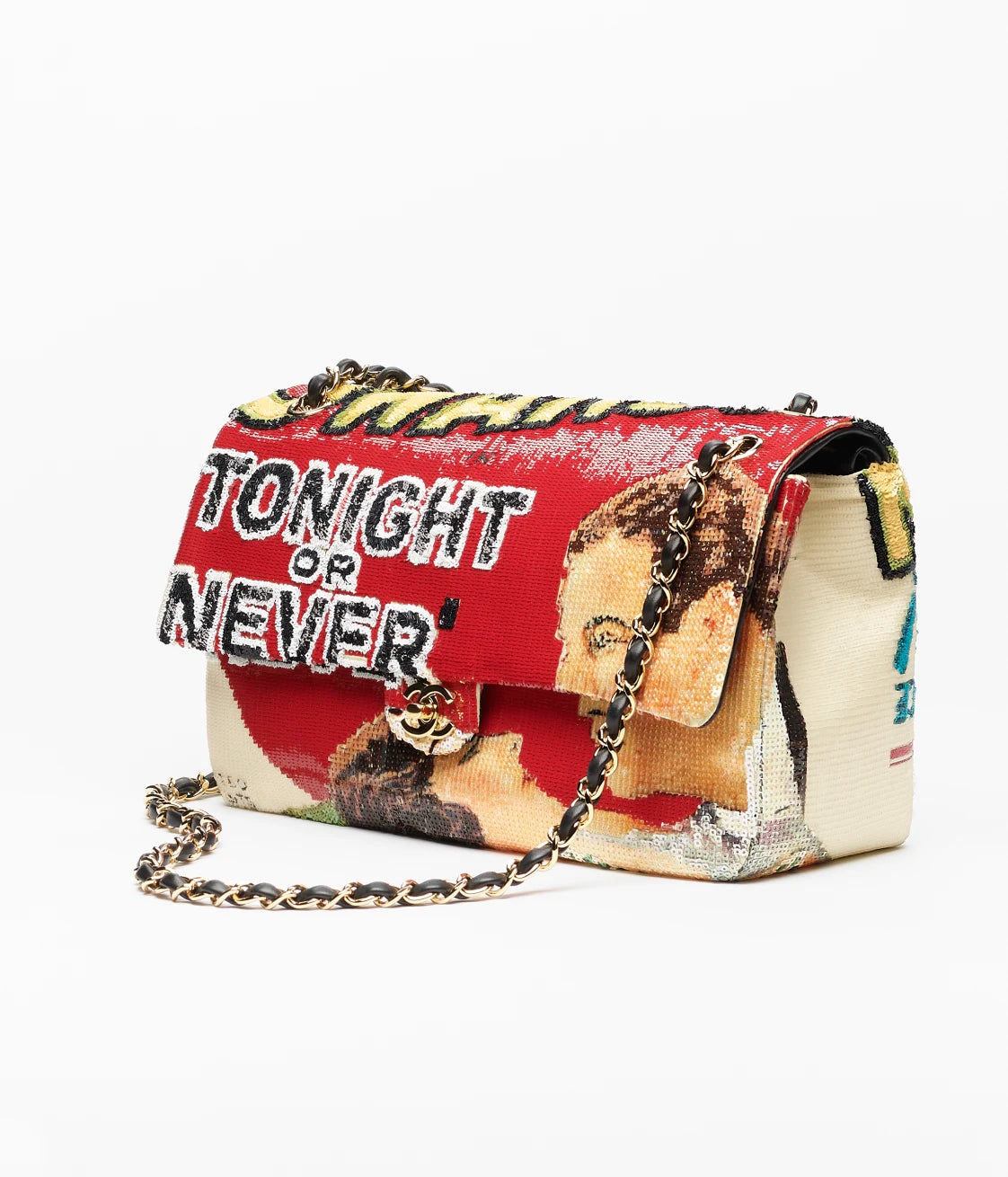 CHANEL Maxi Flap Bag – Red & Multicolor Sequins