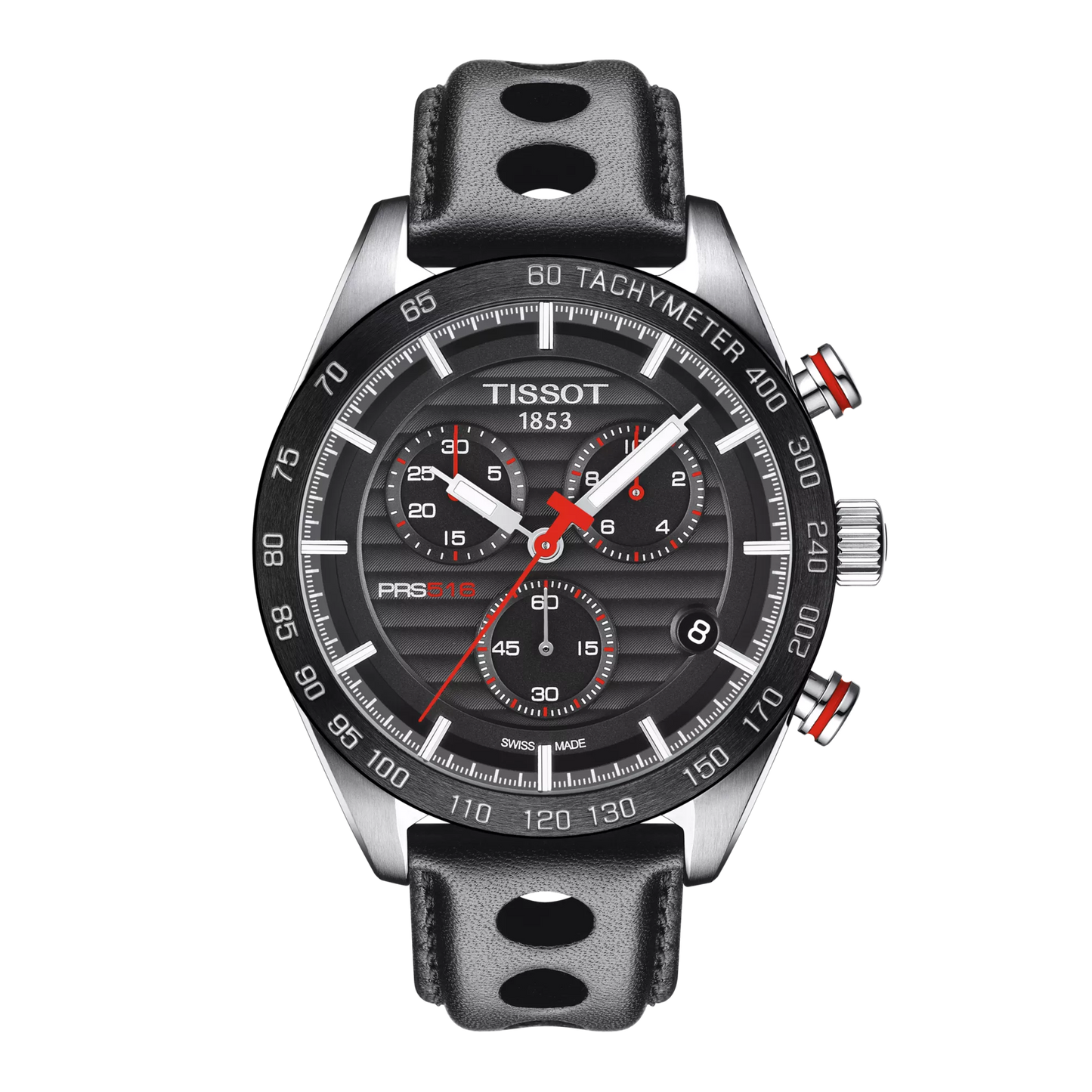 Tissot PRS 516 Chronograph 42mm T100.417.16.051.00 – Black Dial, Black Leather Strap - Zeuskicks