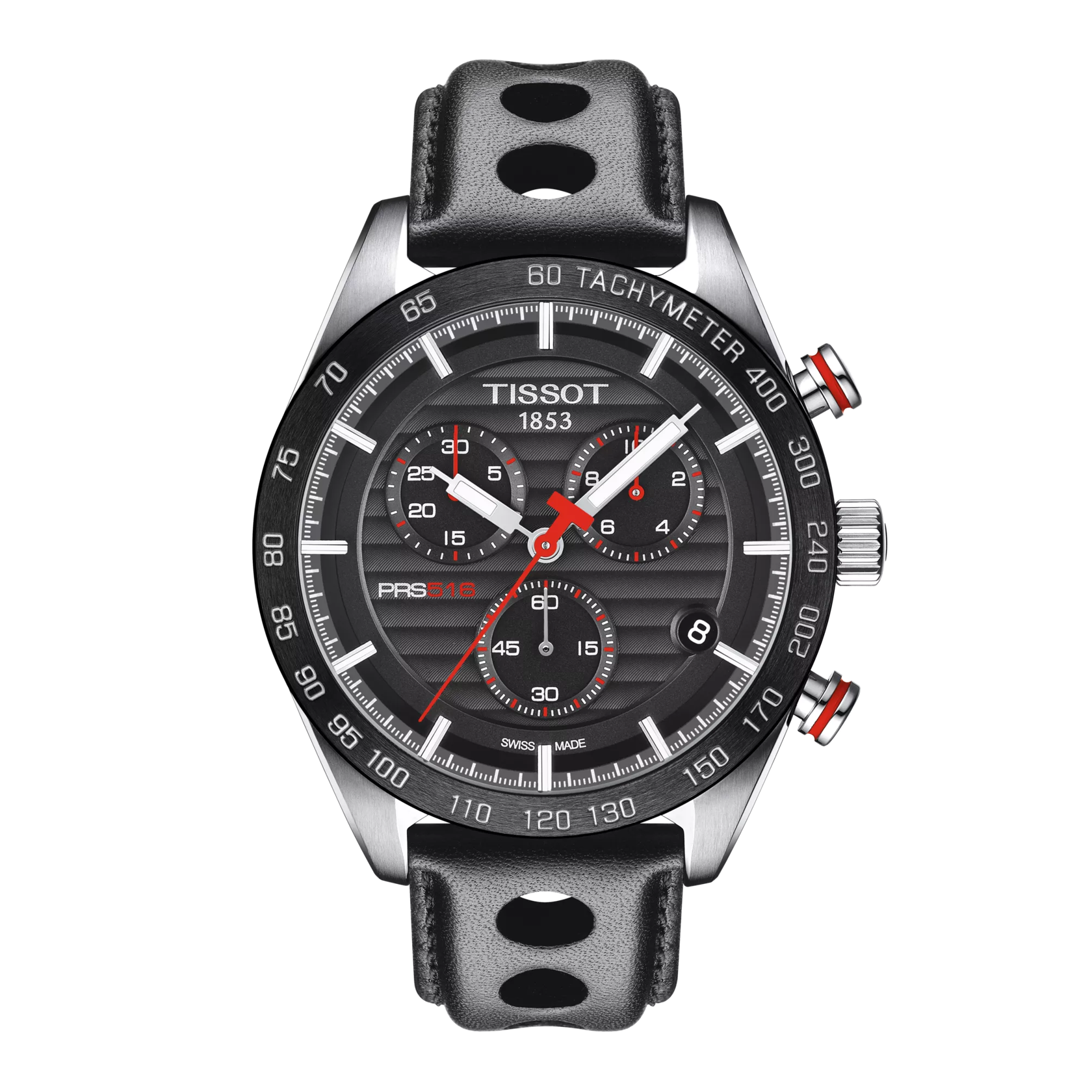 Tissot PRS 516 Chronograph 42mm T100.417.16.051.00 – Black Dial, Black Leather Strap - Zeuskicks