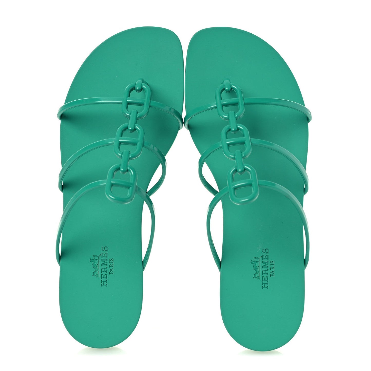Hermès Mykonos Sandals – Vert Tourmaline Waterproof TPU Edition