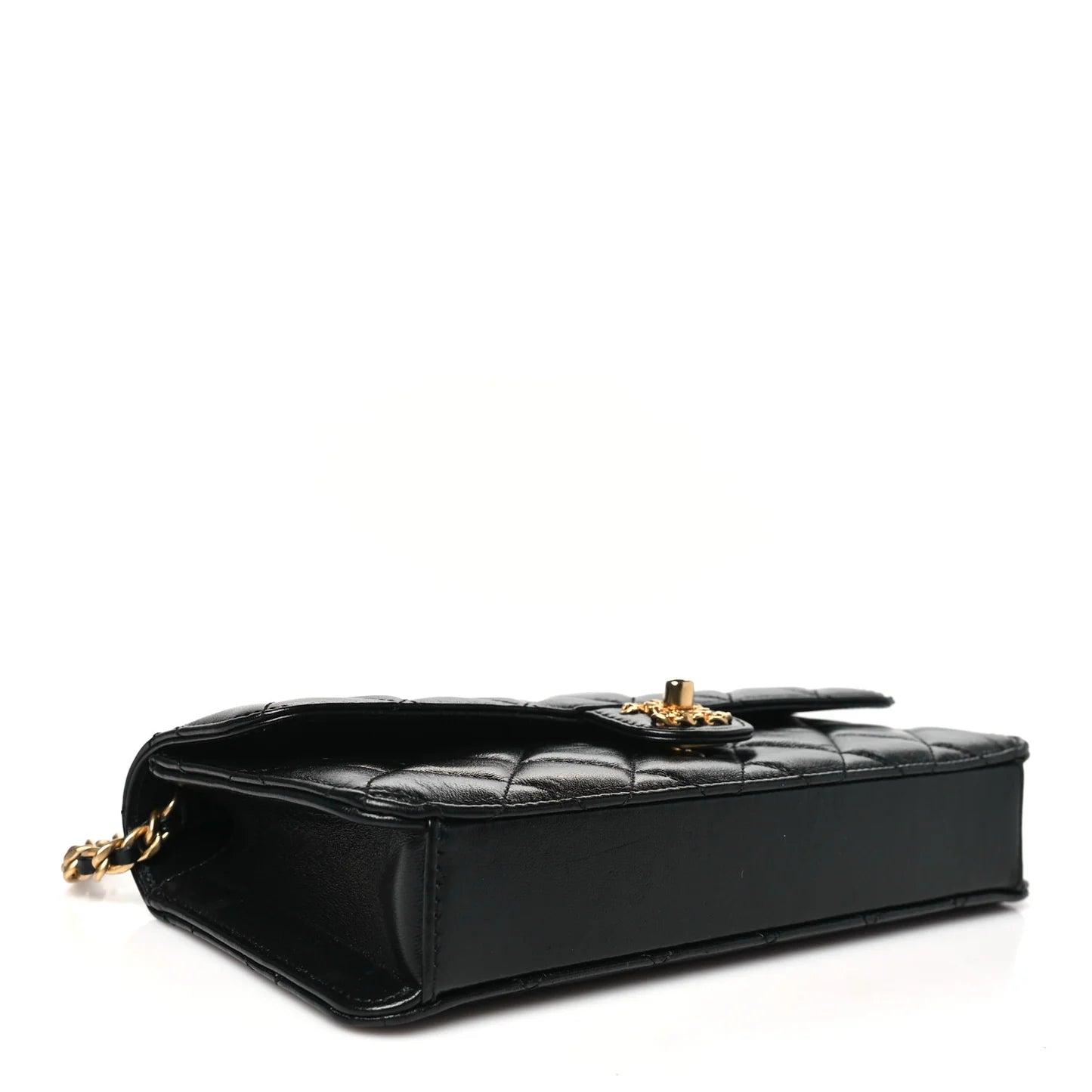 Chanel Shiny Lambskin Quilted Flap Clutch Bag – Black