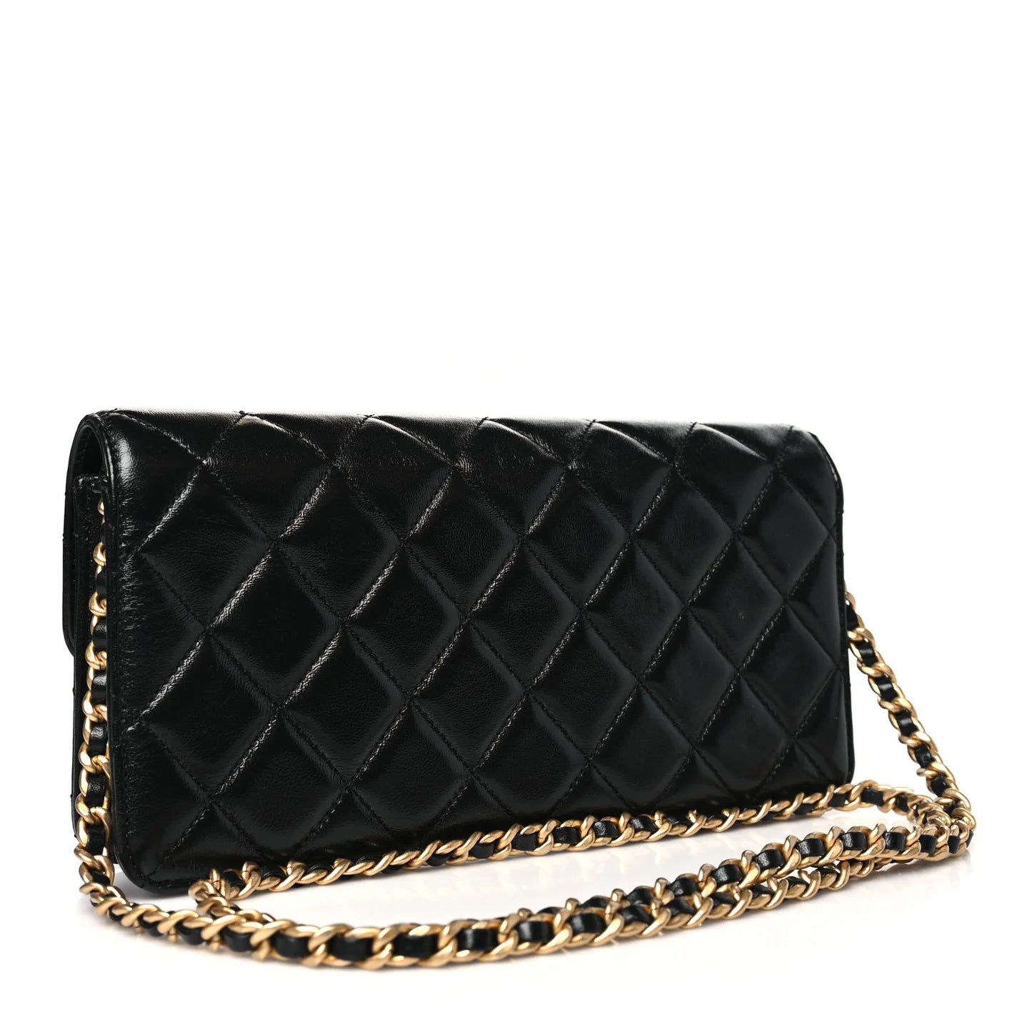 Chanel Shiny Lambskin Quilted Flap Clutch Bag – Black