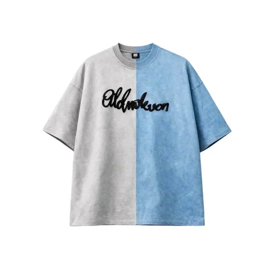 Half n Half T Shirt (Grey-Blue) by oddnoteven