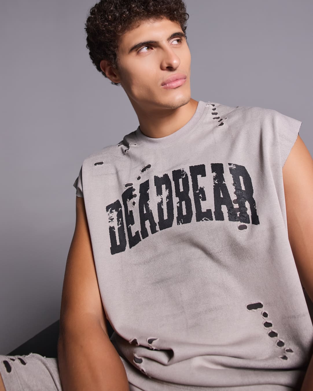 Distressed Washed Grey Tank by DEADBEAR