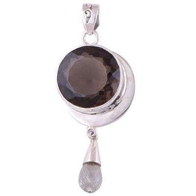 Green Amethyst, Smoky Topaz 925 Sterling Silver Pendant - R300387-15