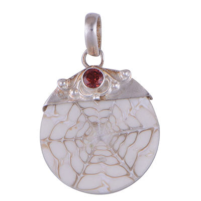 Garnet, Shell 925 Sterling Silver Pendant - R100908-7