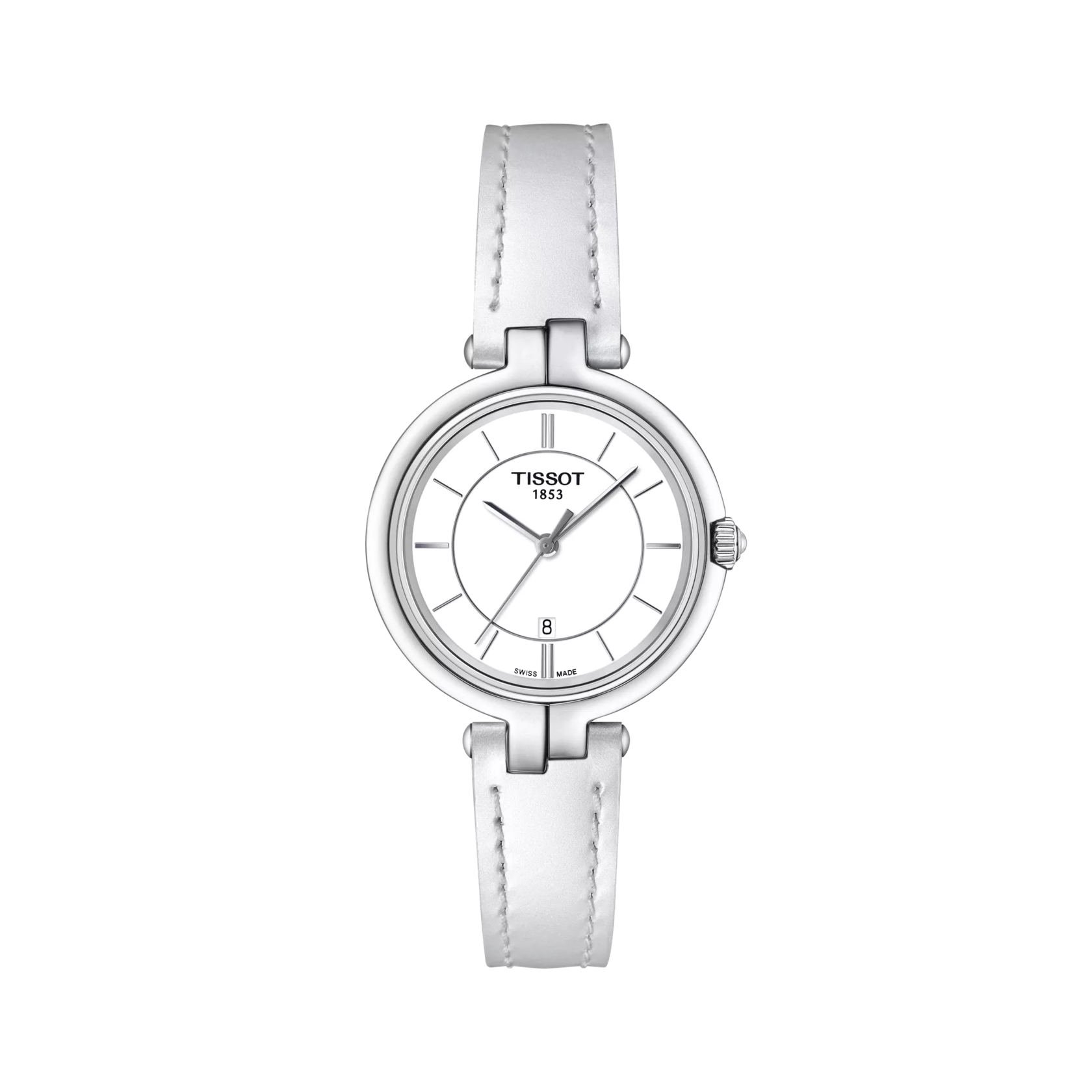 Tissot Flamingo 30mm T094.210.16.011.00 Women’s Quartz White Dial Leather Strap Watch - Zeuskicks