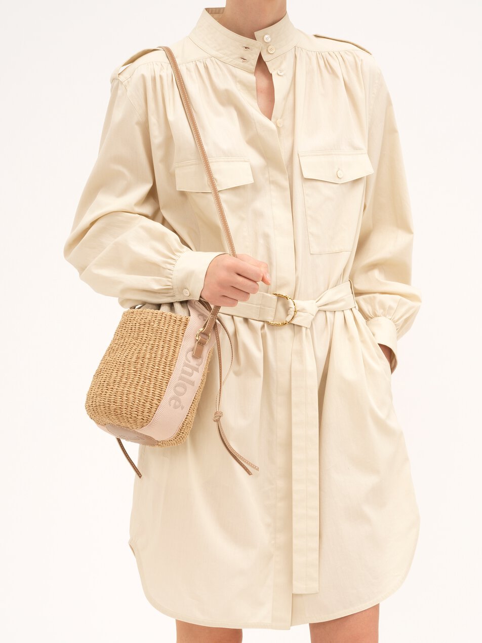 CHLOE Small Woody basket in natural fibers Blushy Beige by CHLOE