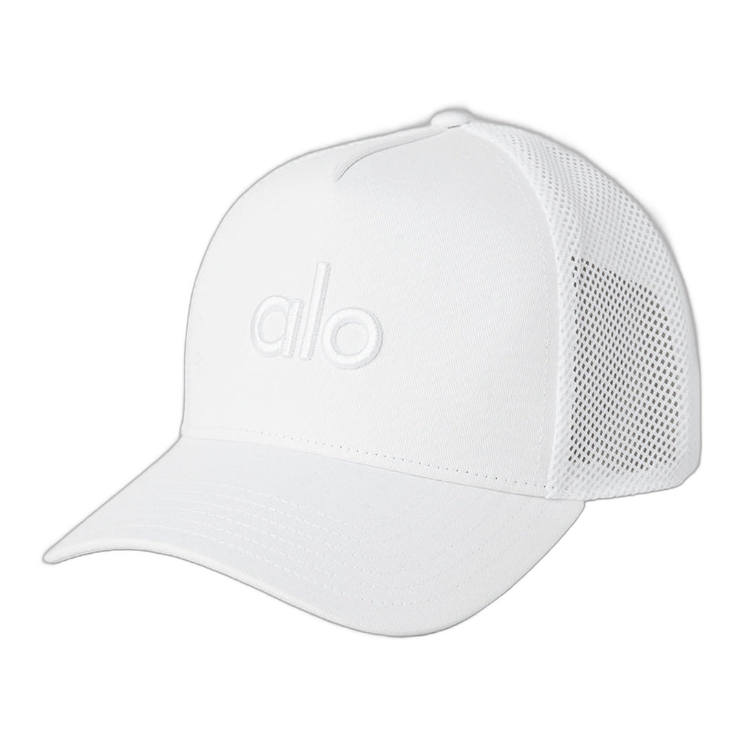 alo District Trucker Hat - White/White by Alo Yoga