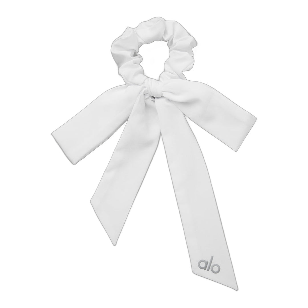 alo Love Knots Tie Scrunchie - White by Alo Yoga
