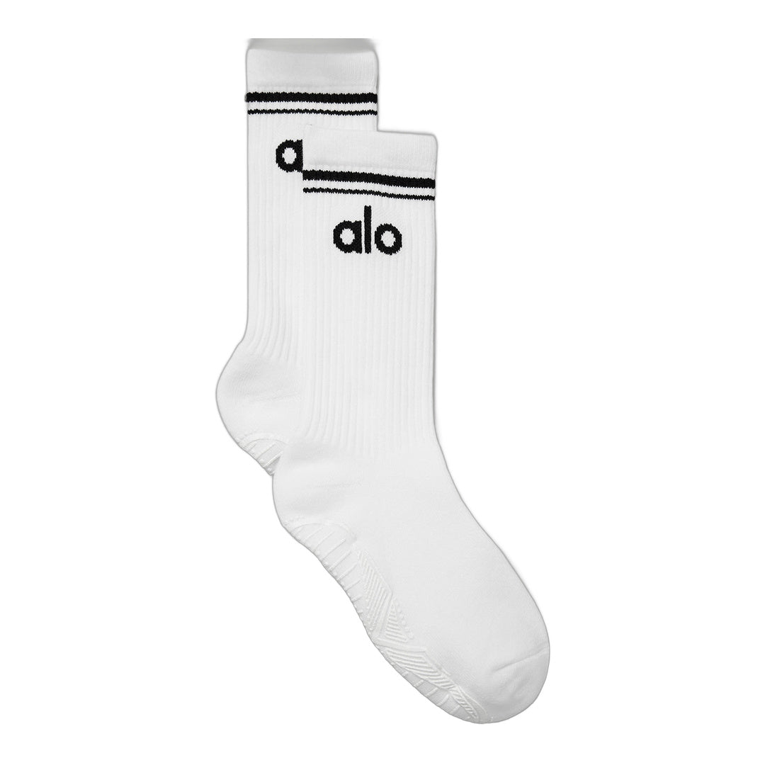 alo Women's Throwback Barre Sock - White/Black by Alo Yoga