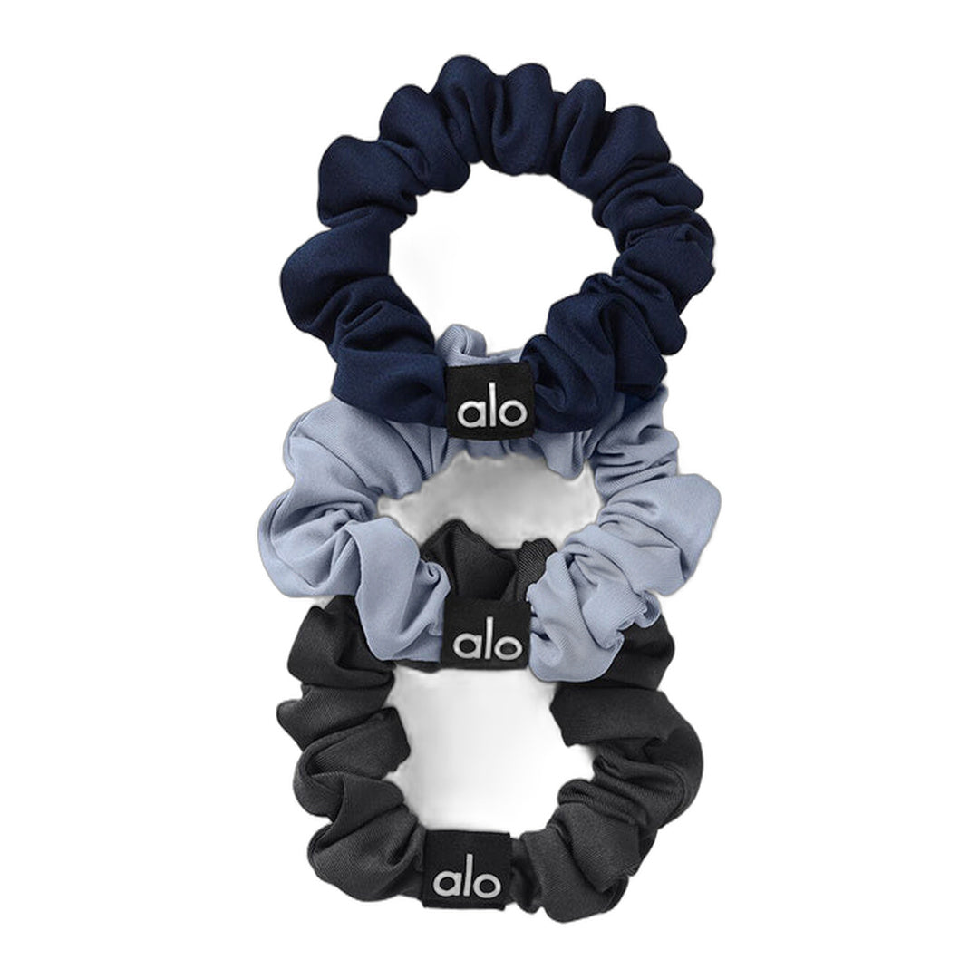 alo Fresh Mini Scrunchie 3-Pack - Winter Frost/Navy/Anthracite by Alo Yoga