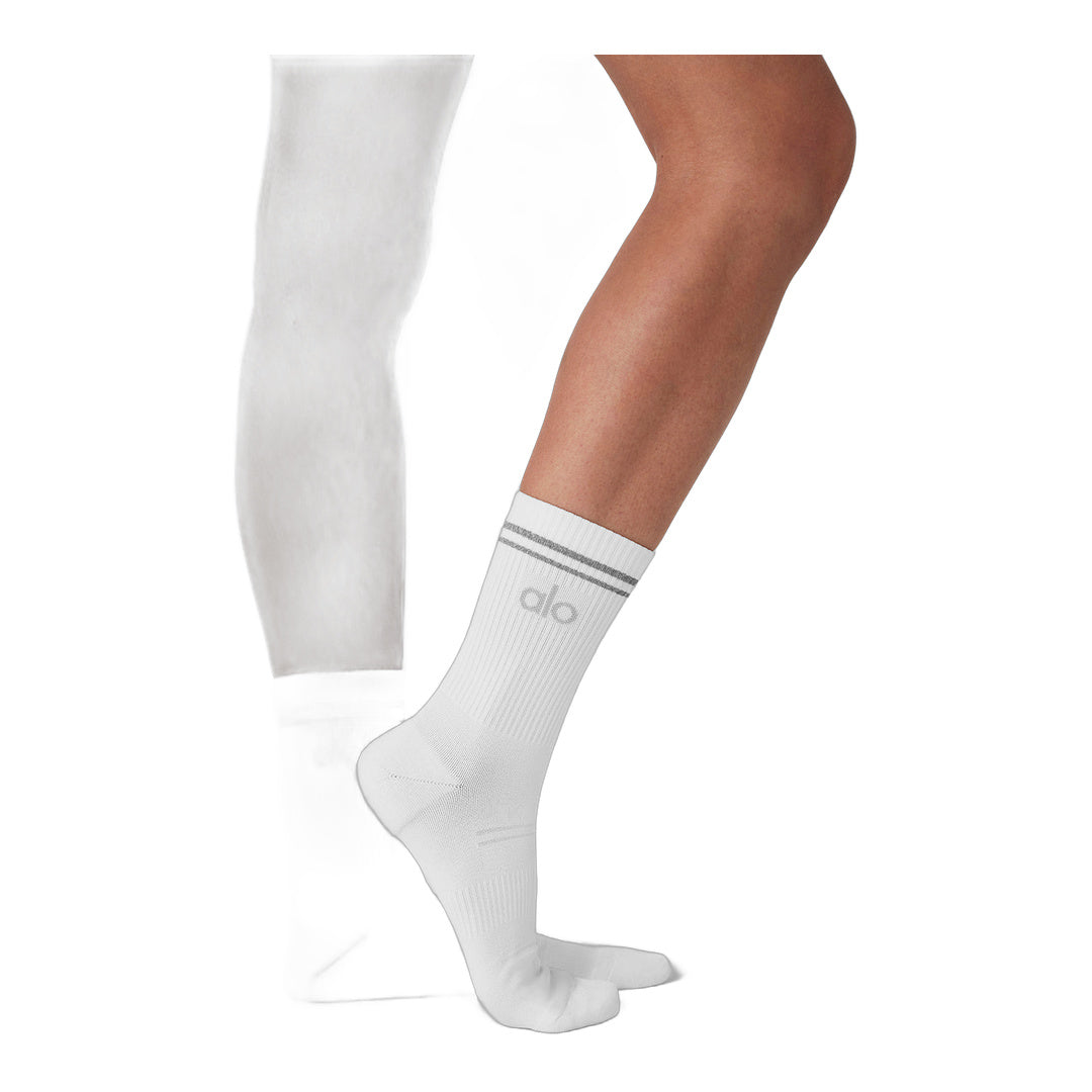 alo Unisex Half-Crew Performance Sock - White by Alo Yoga