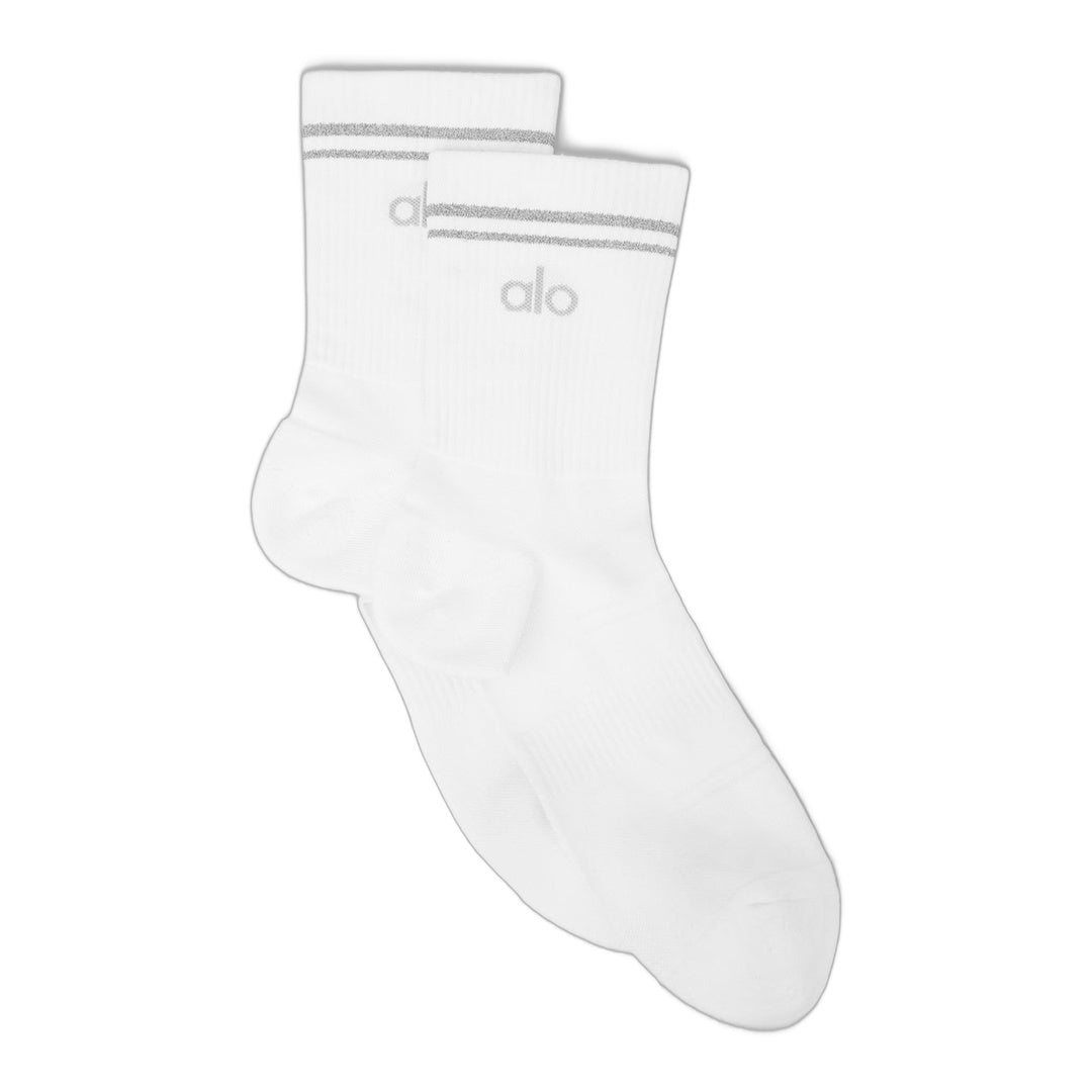 alo Unisex Half-Crew Performance Sock - White by Alo Yoga