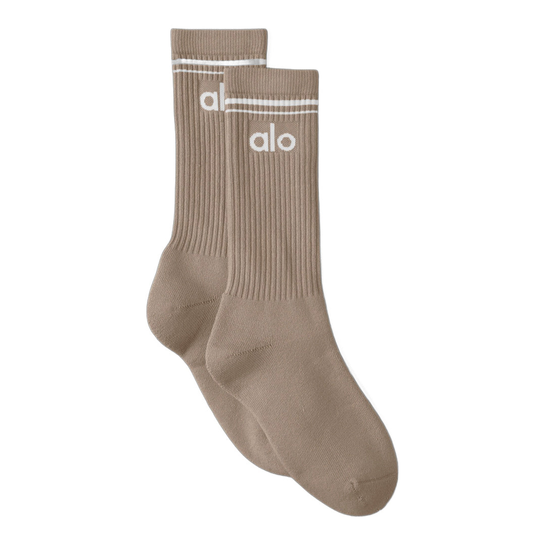 alo Unisex Throwback Sock - Gravel/White by Alo Yoga
