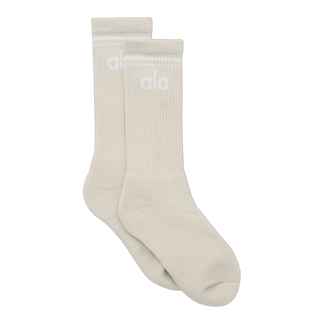 alo Unisex Throwback Sock - Bone/White by Alo Yoga