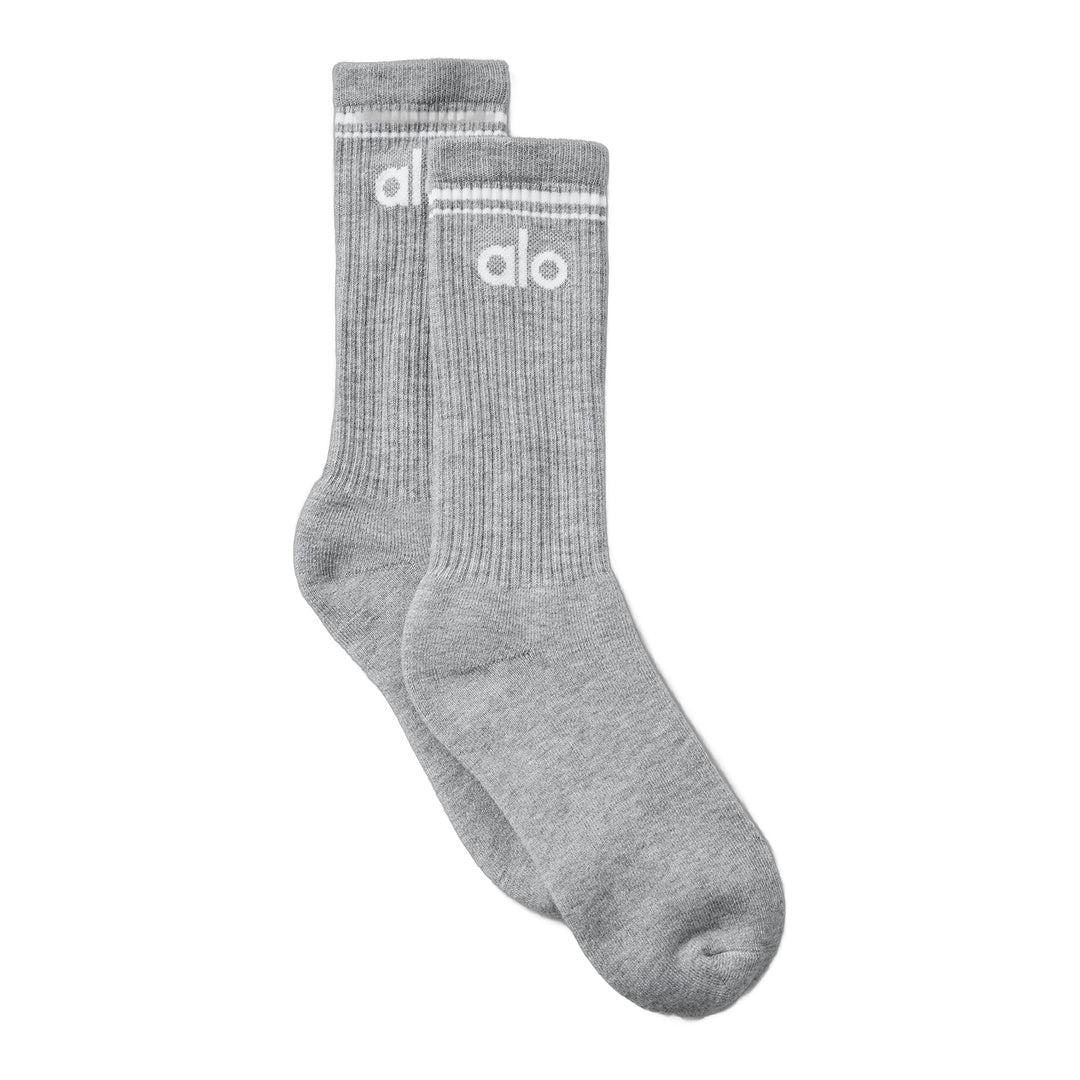 alo Unisex Throwback Sock - Athletic Heather Grey/White by Alo Yoga