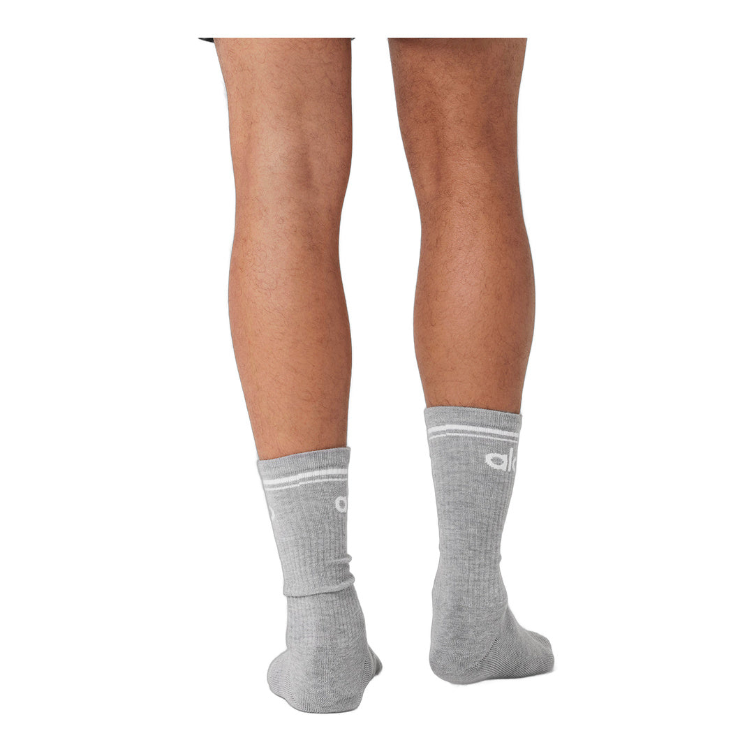 alo Unisex Throwback Sock - Athletic Heather Grey/White by Alo Yoga