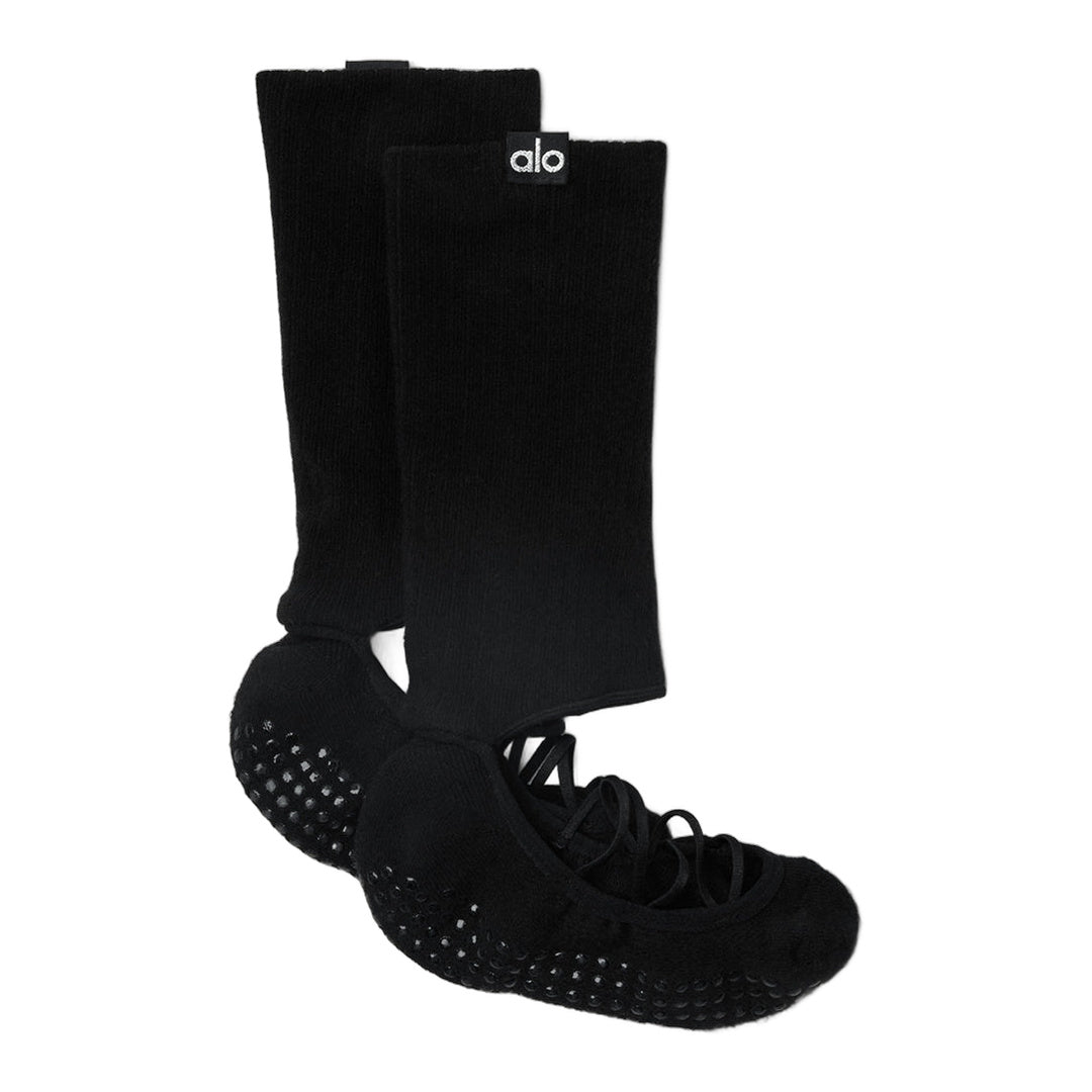 alo Women's Strappy Siren Grip Sock - Black by Alo Yoga