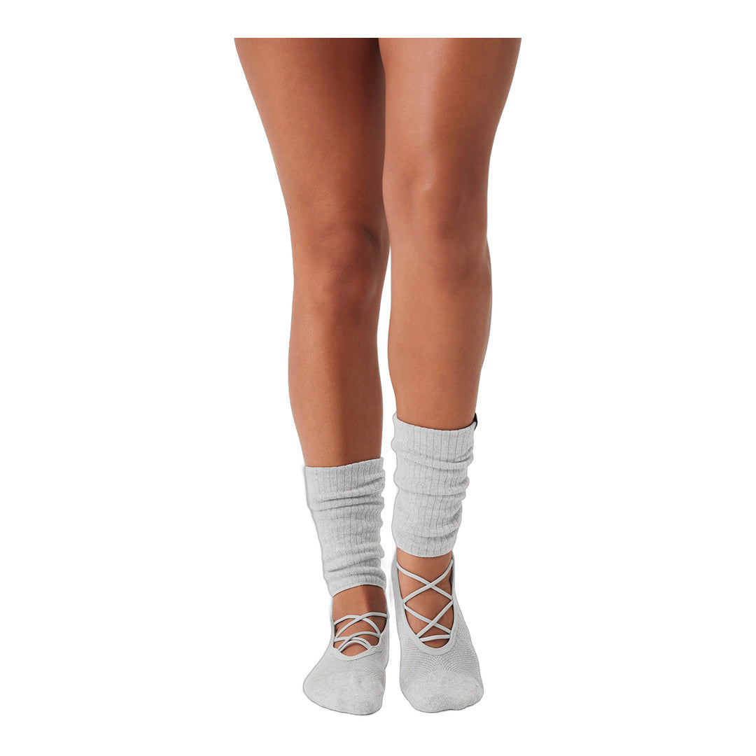 alo Women's Strappy Siren Grip Sock - Athletic Heather Grey by Alo Yoga