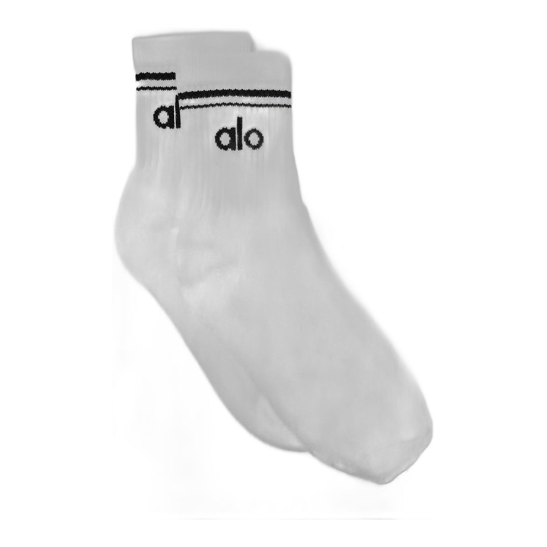 alo Unisex Half-Crew Throwback Sock - White/Black by Alo Yoga