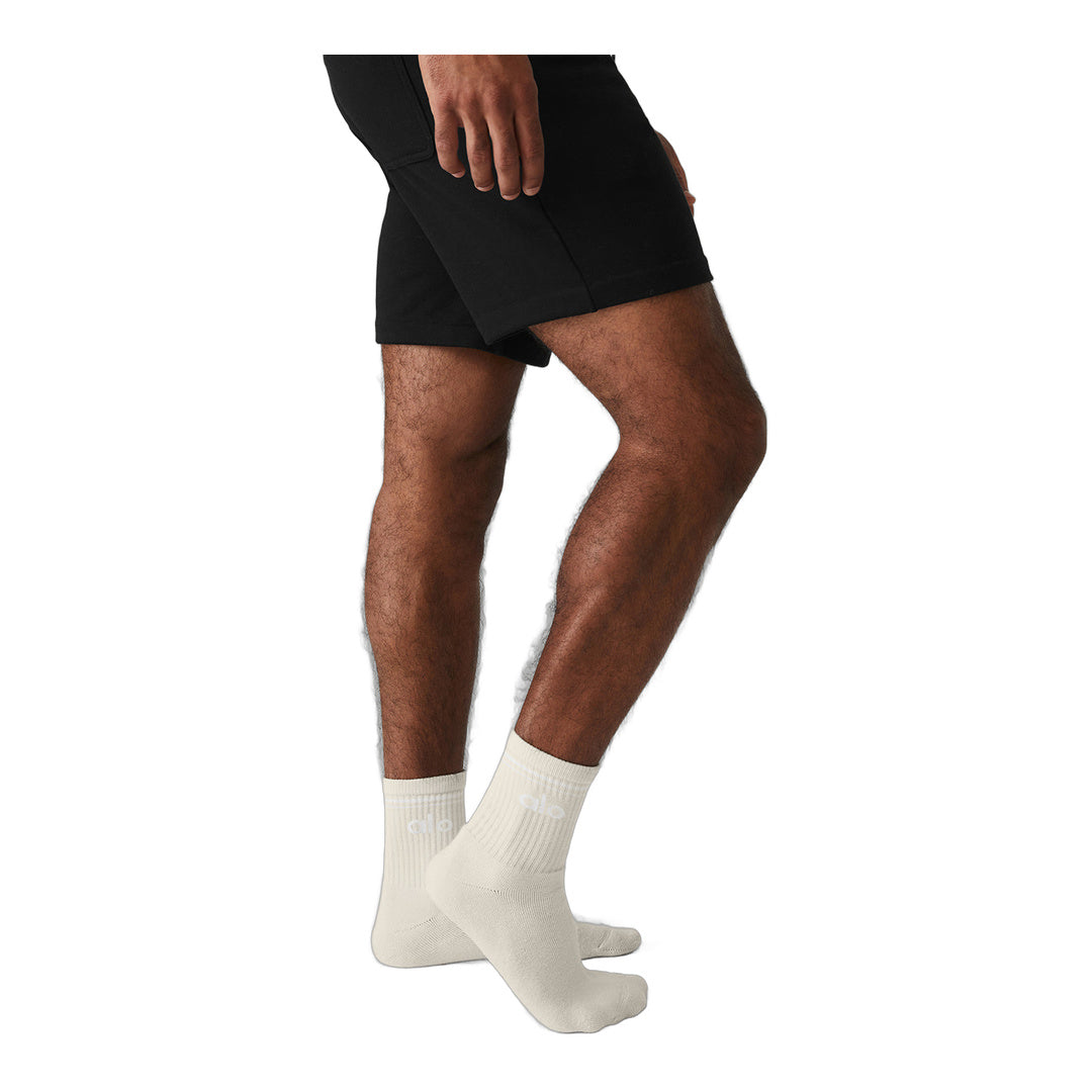 alo Unisex Half-Crew Throwback Sock - Bone/White by Alo Yoga