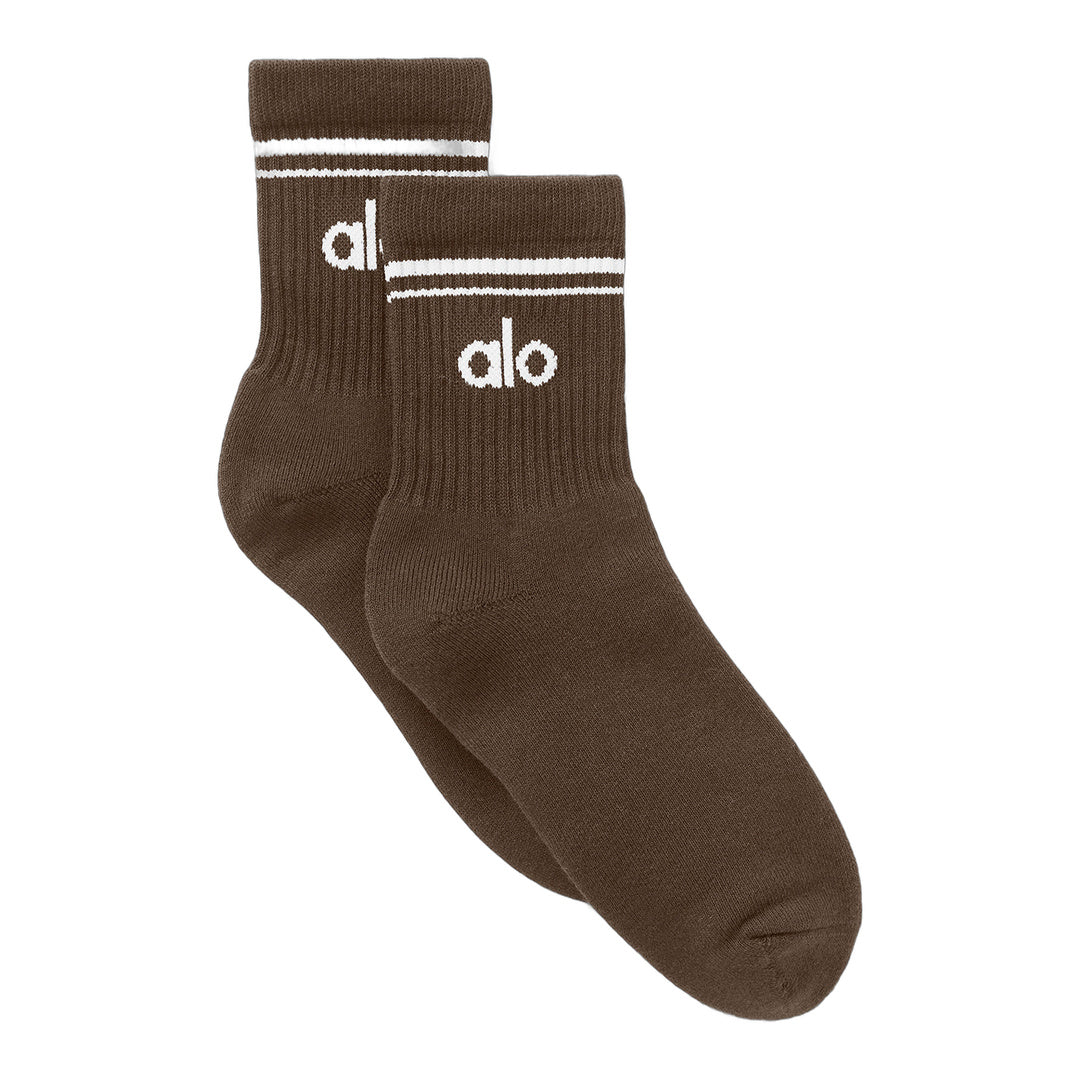alo Unisex Half-Crew Throwback Sock - Espresso/White by Alo Yoga