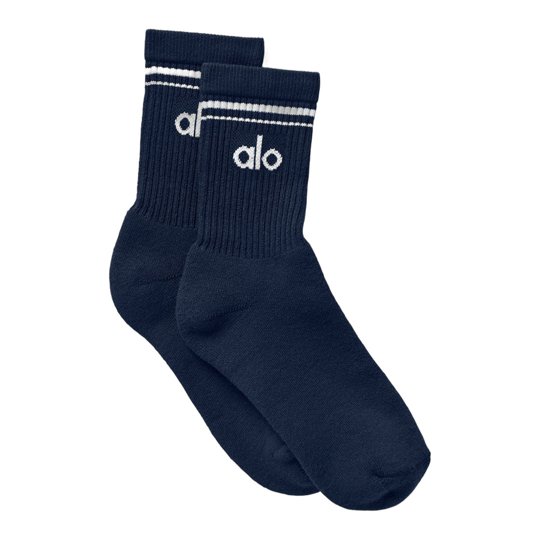 alo Unisex Half-Crew Throwback Sock - Navy/White by Alo Yoga