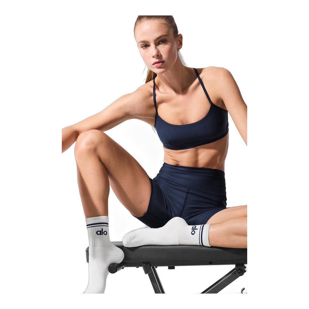 alo Unisex Half-Crew Throwback Sock - White/Navy by Alo Yoga