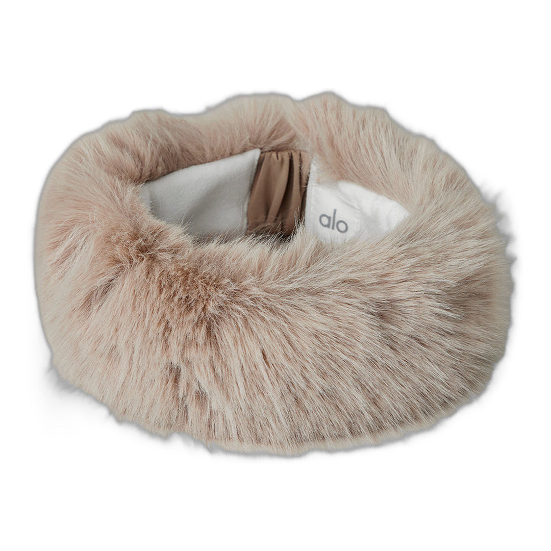 alo Opulent Faux Fur Wintersun Headband - Oat by Alo Yoga