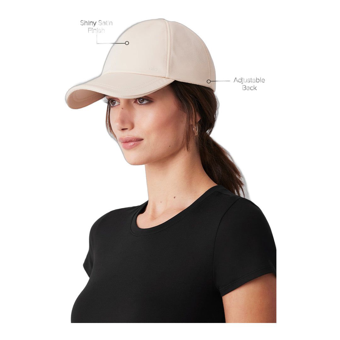 alo Satin Off-Duty Cap - Creme by Alo Yoga