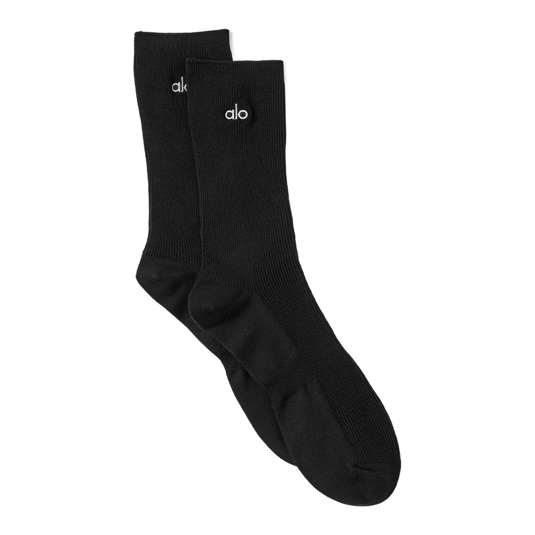 alo Unisex Half-Crew Understated Sock - Black by Alo Yoga