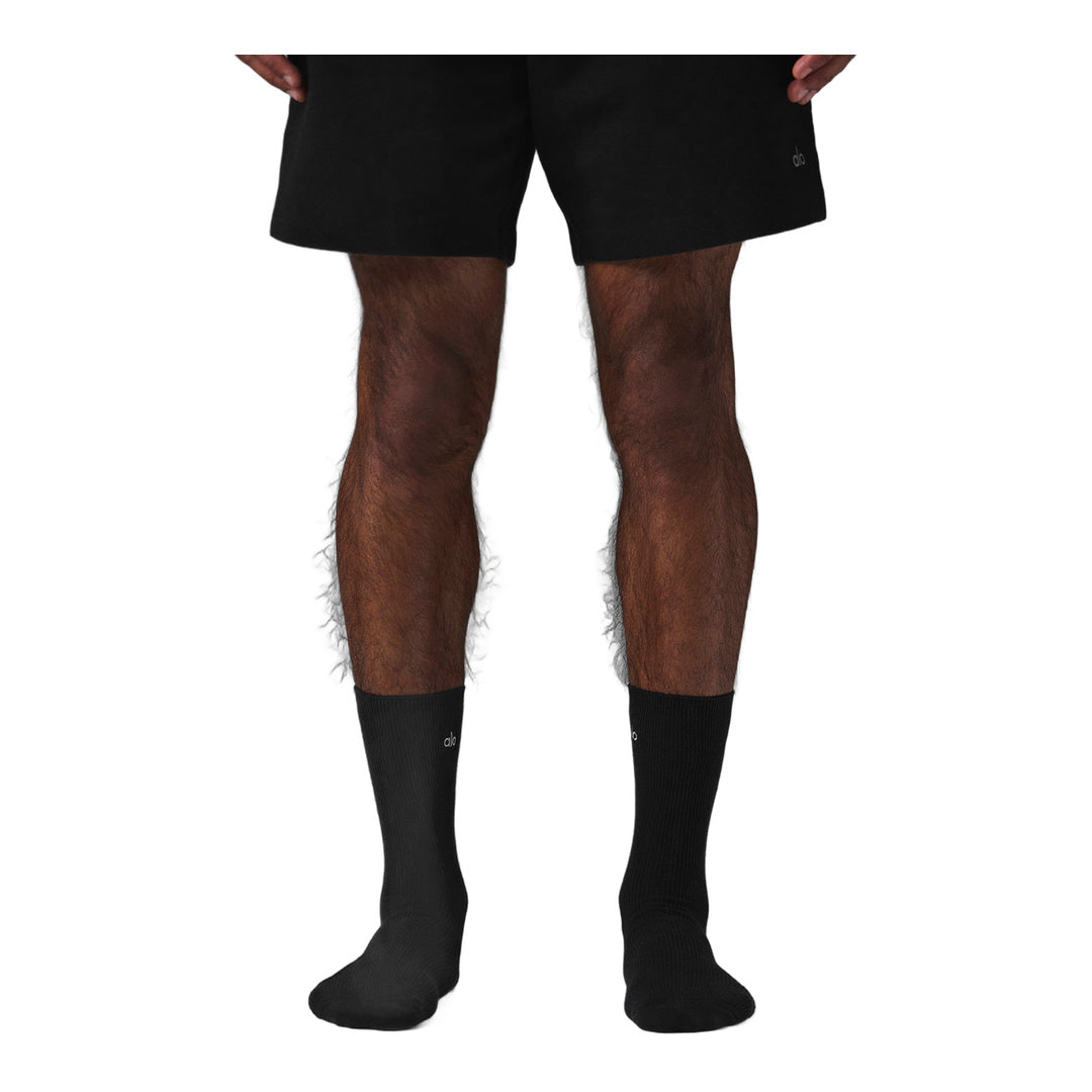 alo Unisex Half-Crew Understated Sock - Black by Alo Yoga