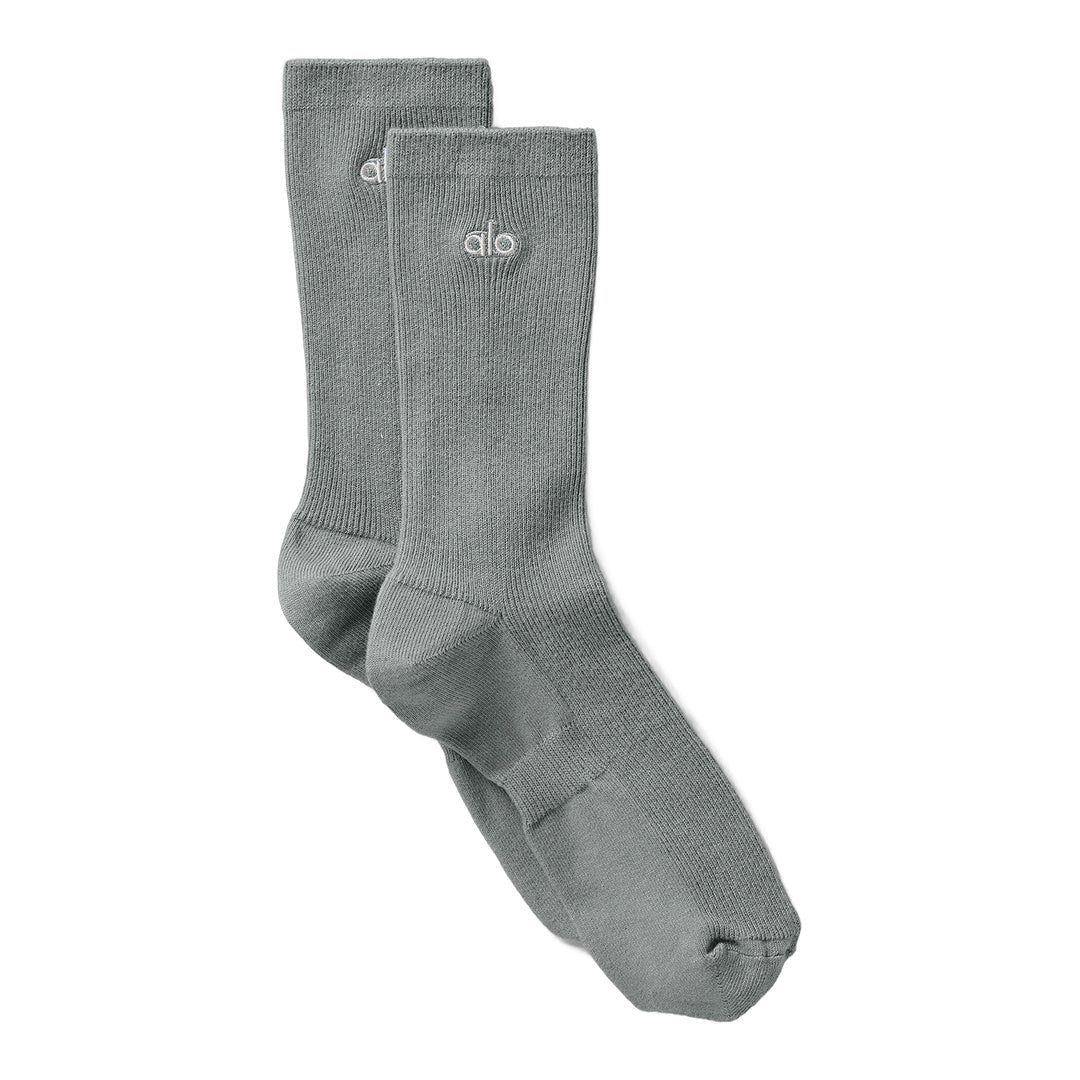 alo Unisex Half-Crew Understated Sock - Lunar Grey by Alo Yoga