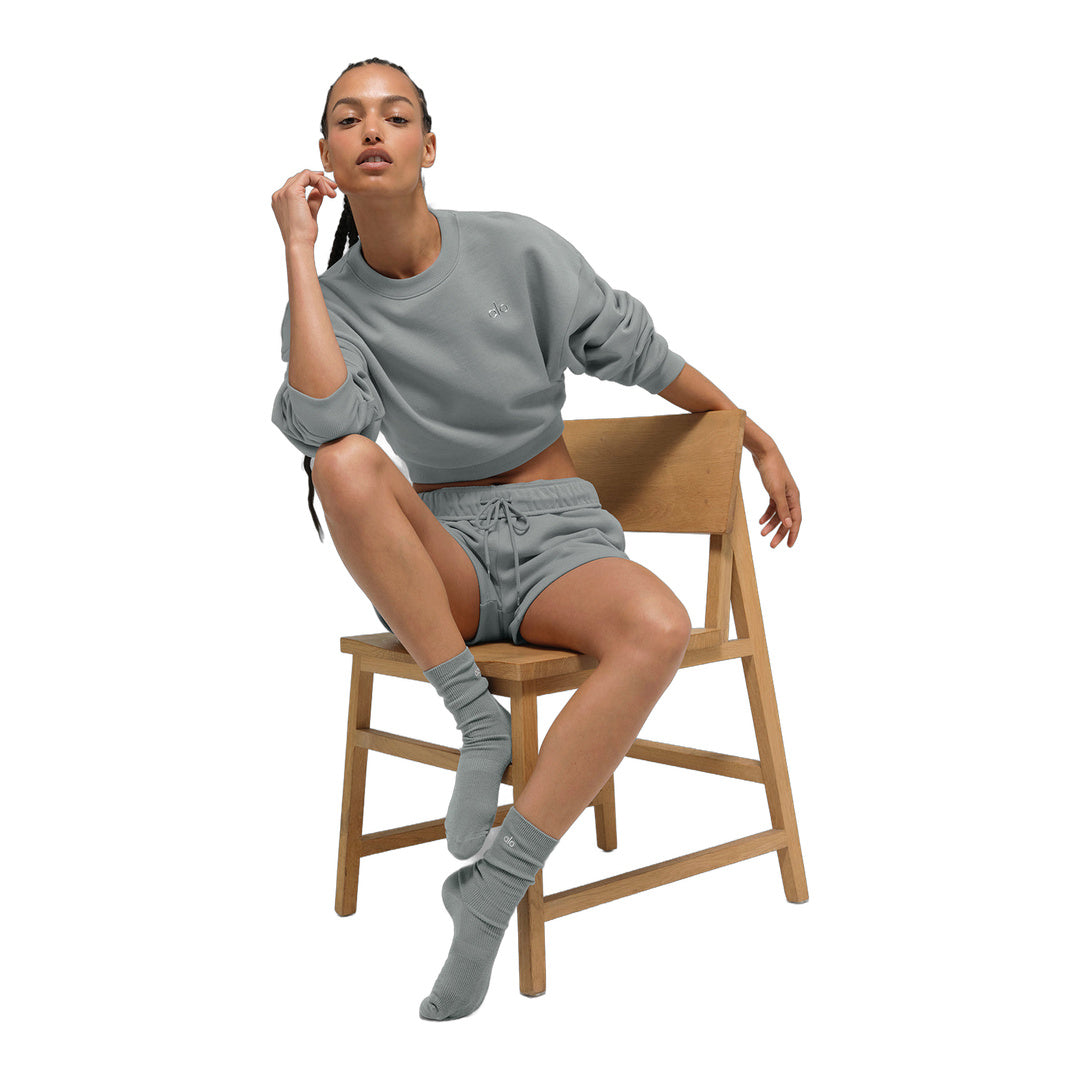 alo Unisex Half-Crew Understated Sock - Lunar Grey by Alo Yoga