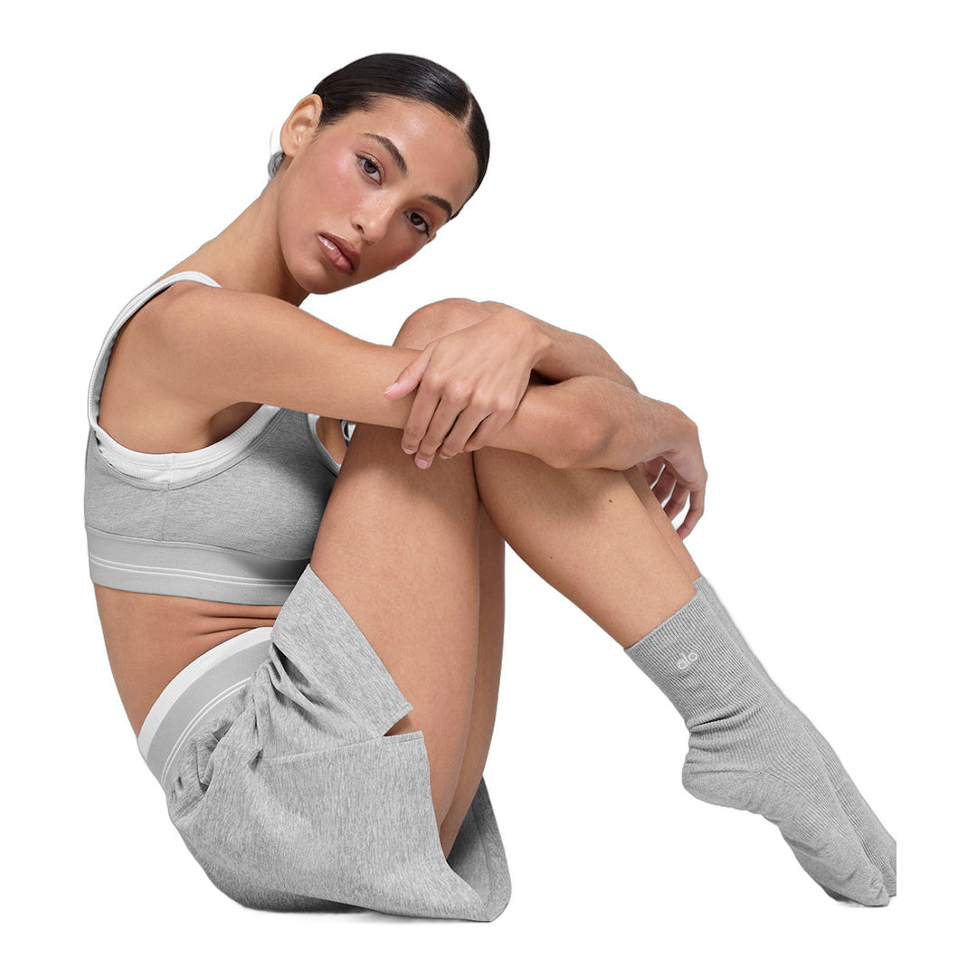 alo Unisex Half-Crew Understated Sock - Athletic Heather Grey by Alo Yoga