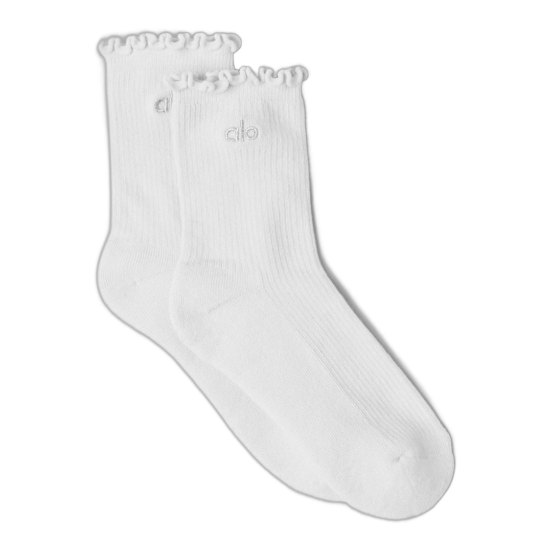 alo Women's Lettuce Edge Sock - White by Alo Yoga