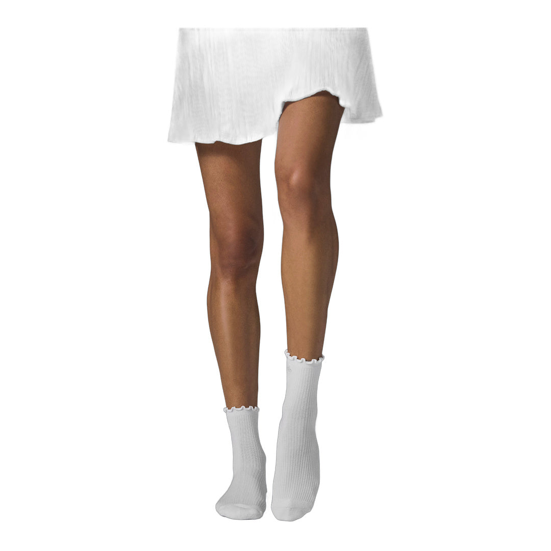 alo Women's Lettuce Edge Sock - White by Alo Yoga
