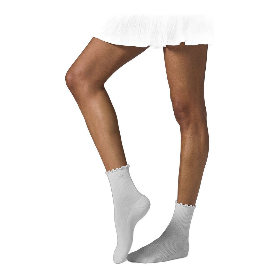 alo Women's Lettuce Edge Sock - White by Alo Yoga