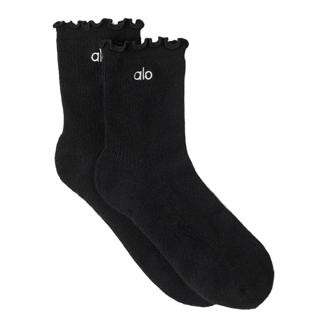 alo Women's Lettuce Edge Sock - Black by Alo Yoga