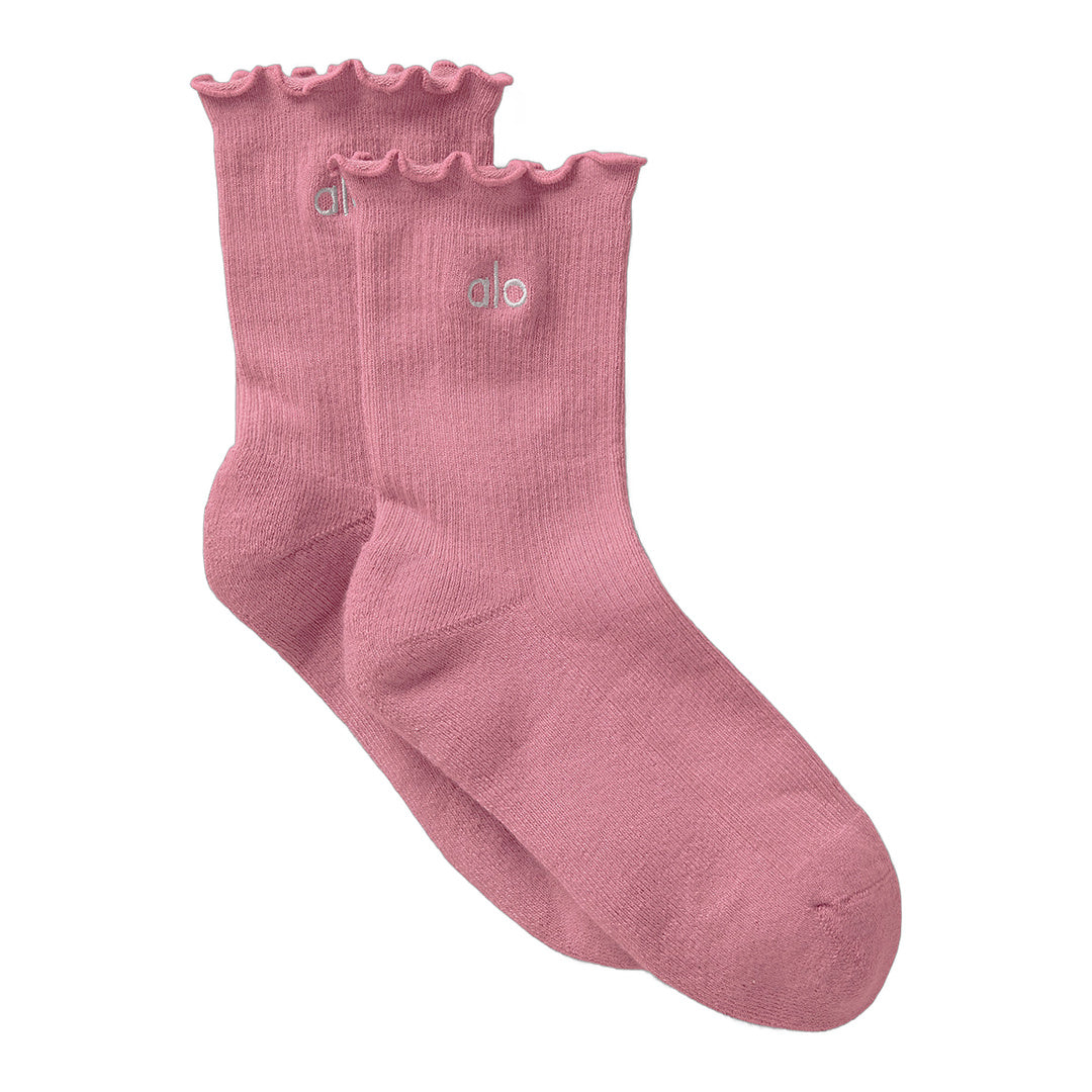 alo Women's Lettuce Edge Sock - Pink Wild Rose by Alo Yoga