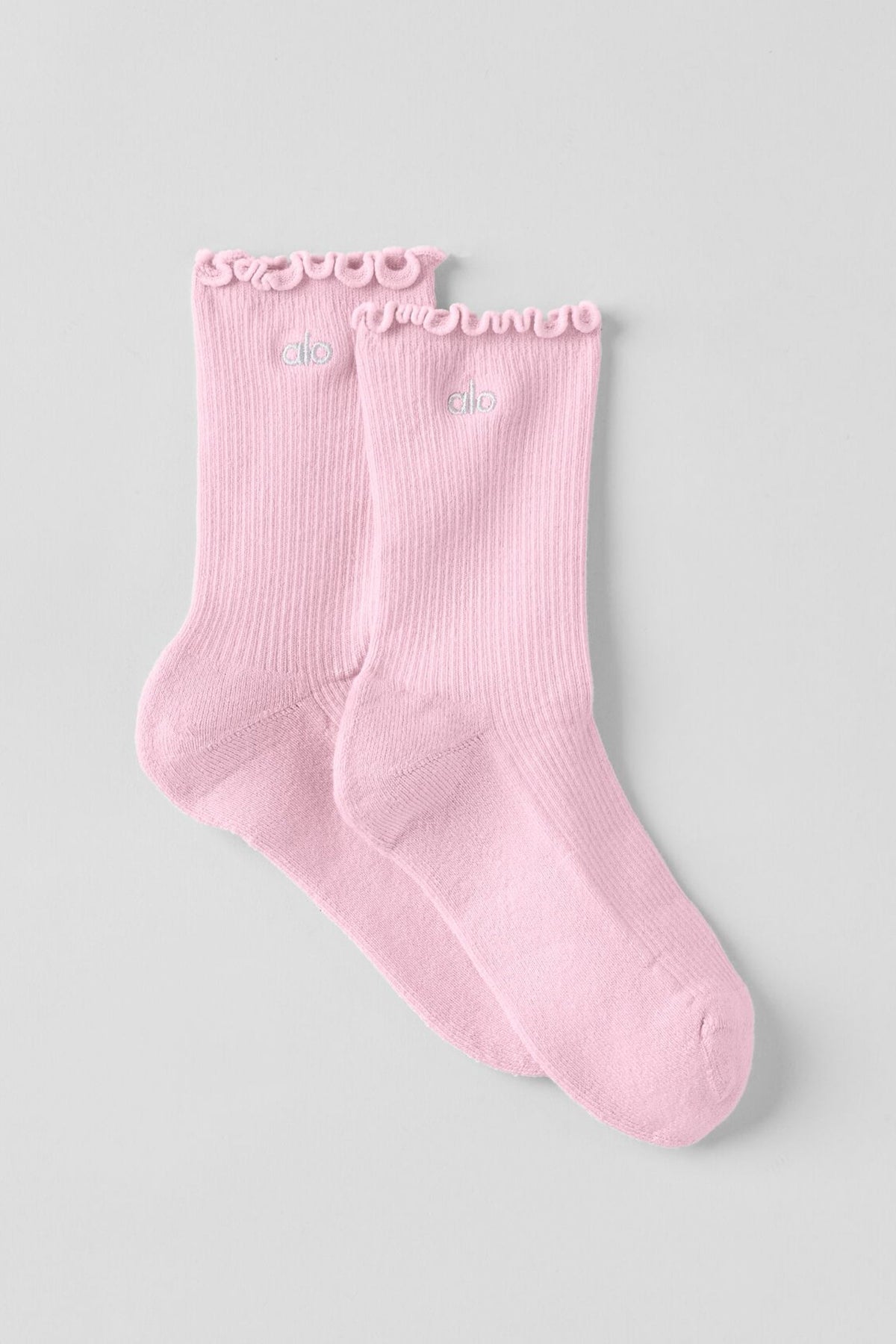 Alo Yoga Women's Lettuce Edge Sock in Pink Marshmallow