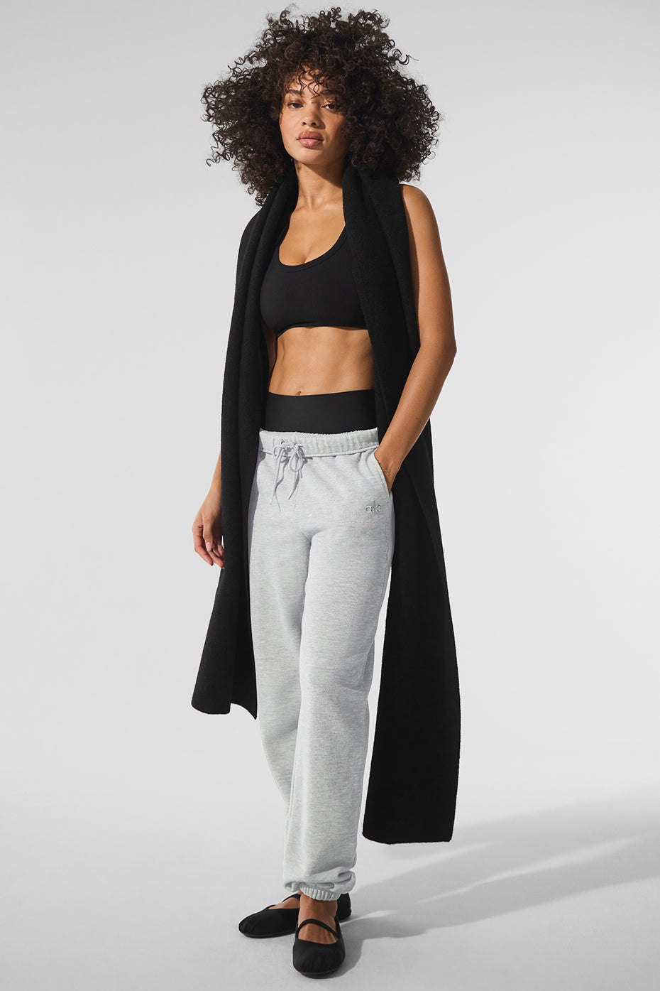 Merino Wool Oversized Scarf - Black (A0707U)