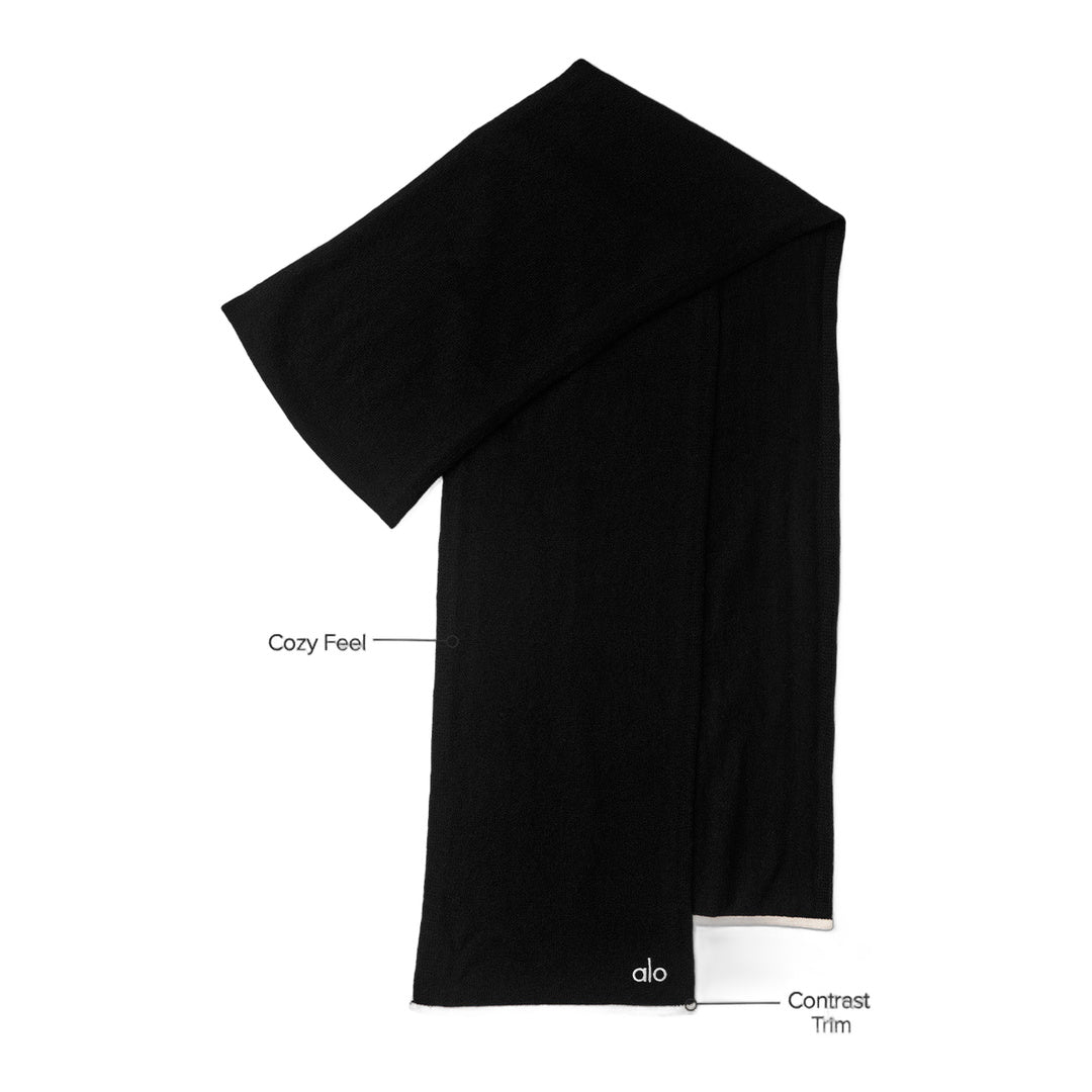 alo Cashmere Light Frosted Scarf - Black/Ivory by Alo Yoga