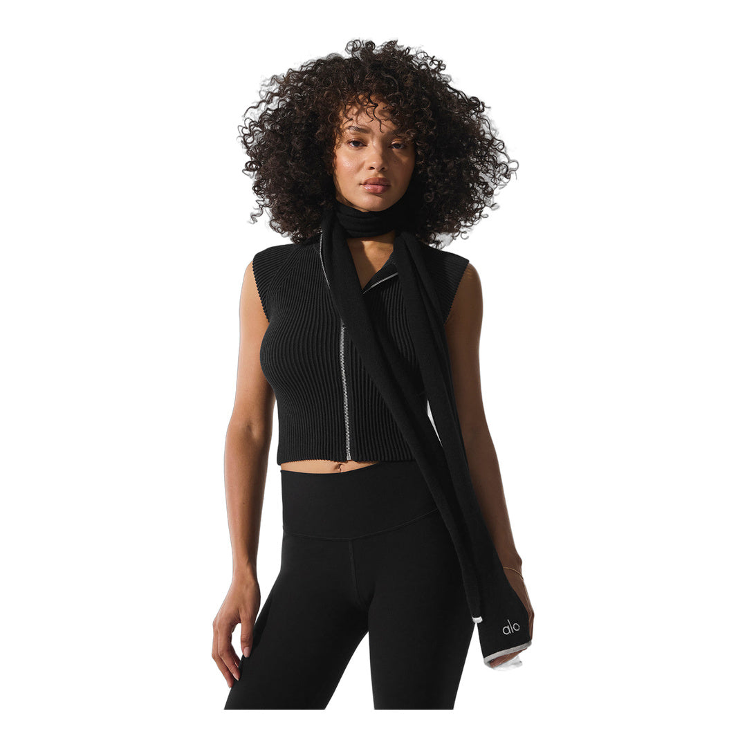 alo Cashmere Light Frosted Scarf - Black/Ivory by Alo Yoga