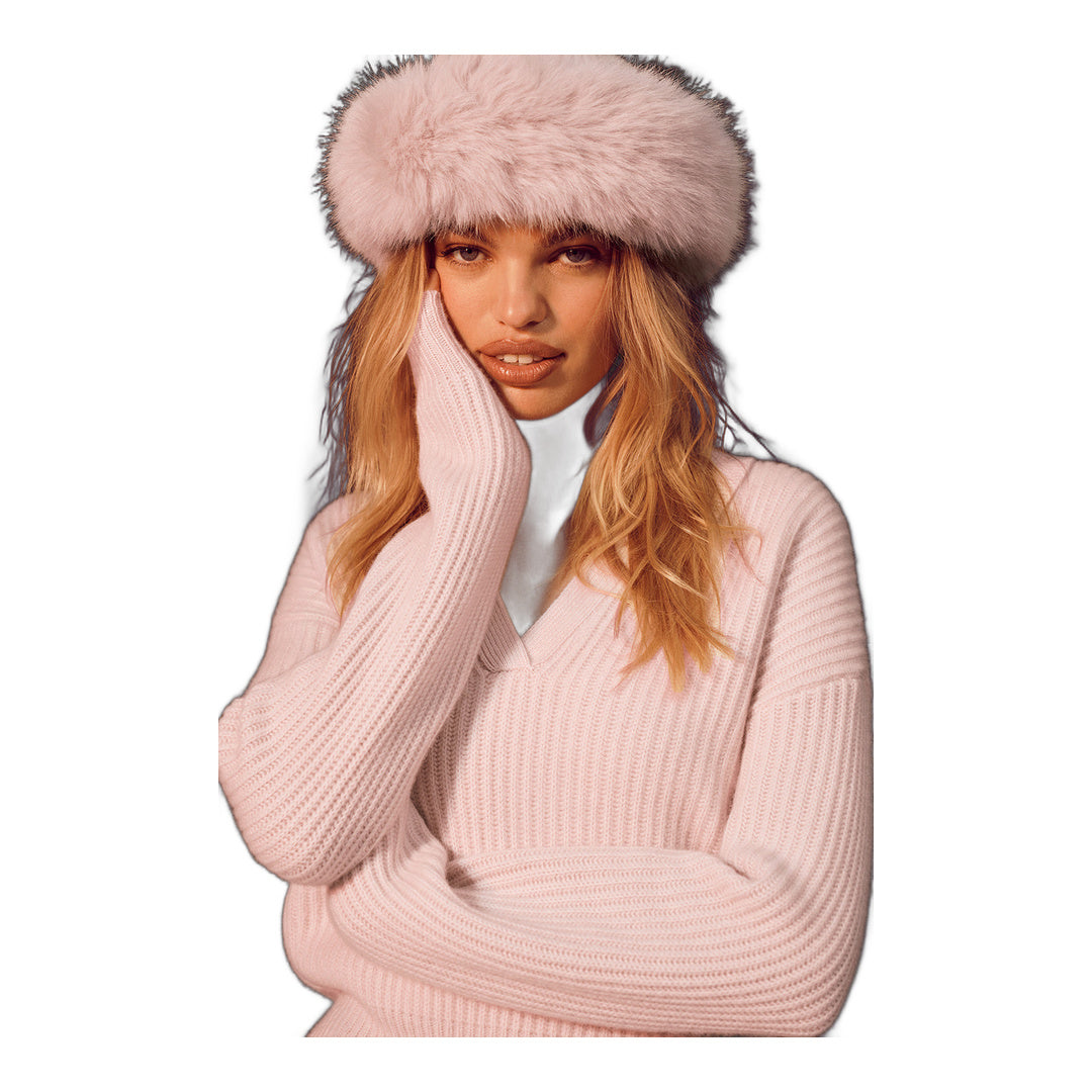 alo Courchevel Cashmere Faux Fur Beanie - Frosted Pink by Alo Yoga
