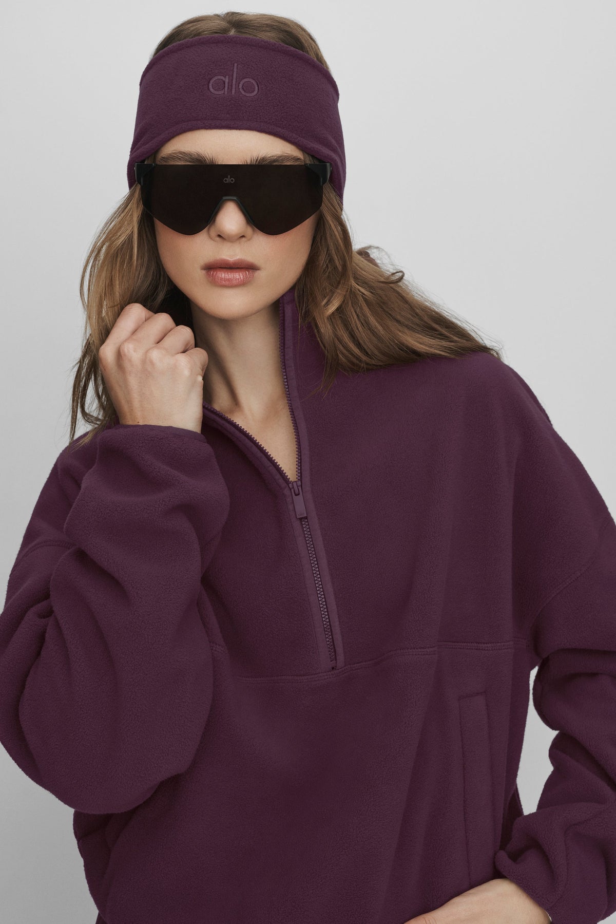 Alo Yoga Polar Fleece Ear Warmer in Rich Bordeaux, product image 3 of 4